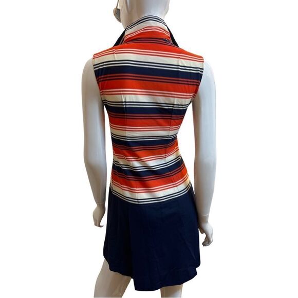 The COOLEST True vintage 1970s Striped Zip Front Pleated Skort Dress - Picture 8 of 12